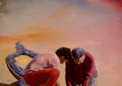 1987 Jove i l'avi Téc. mixta 100 x 81 cm.